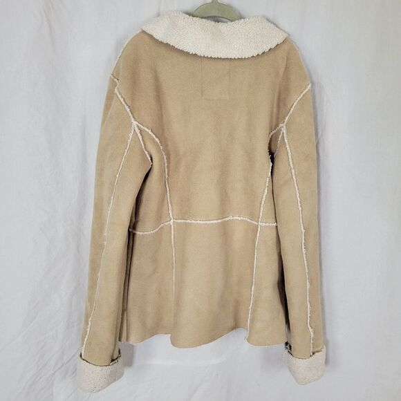 Old Navy Tan Fleece Lined 2-Pocket Button Front Jacket Size L - Picture 2 of 8